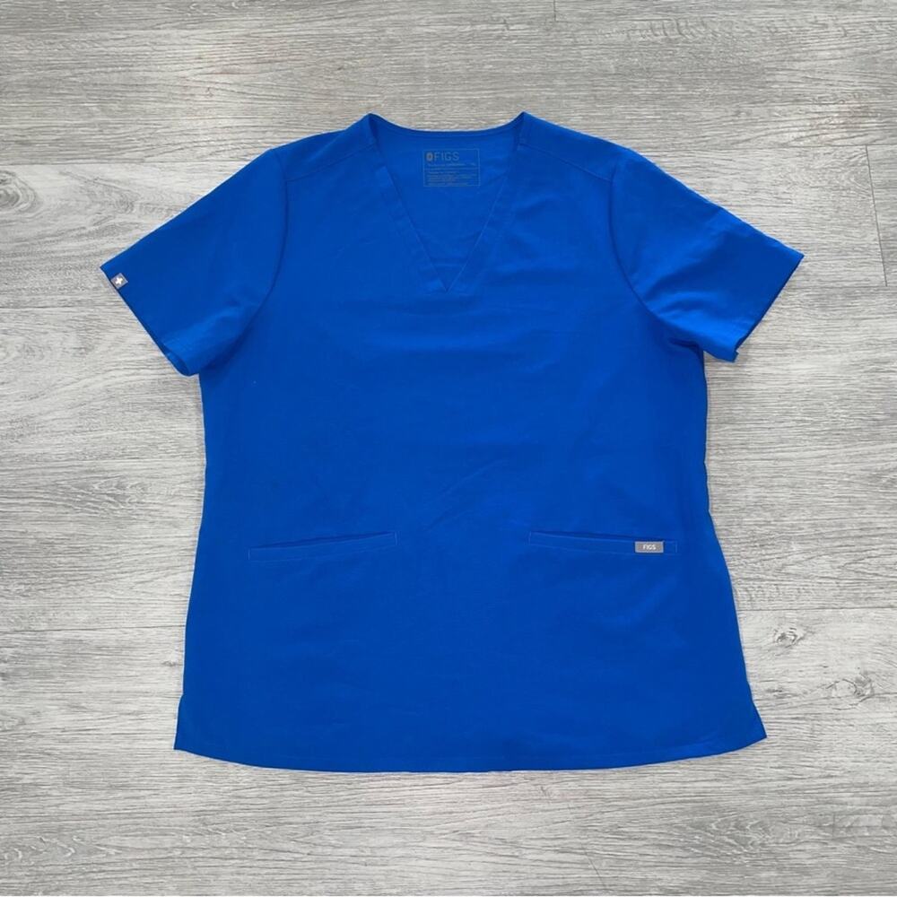 Figs Scrub Top Womens XL Surgical Blue Pocket Scrub Top Nurse Comfort
